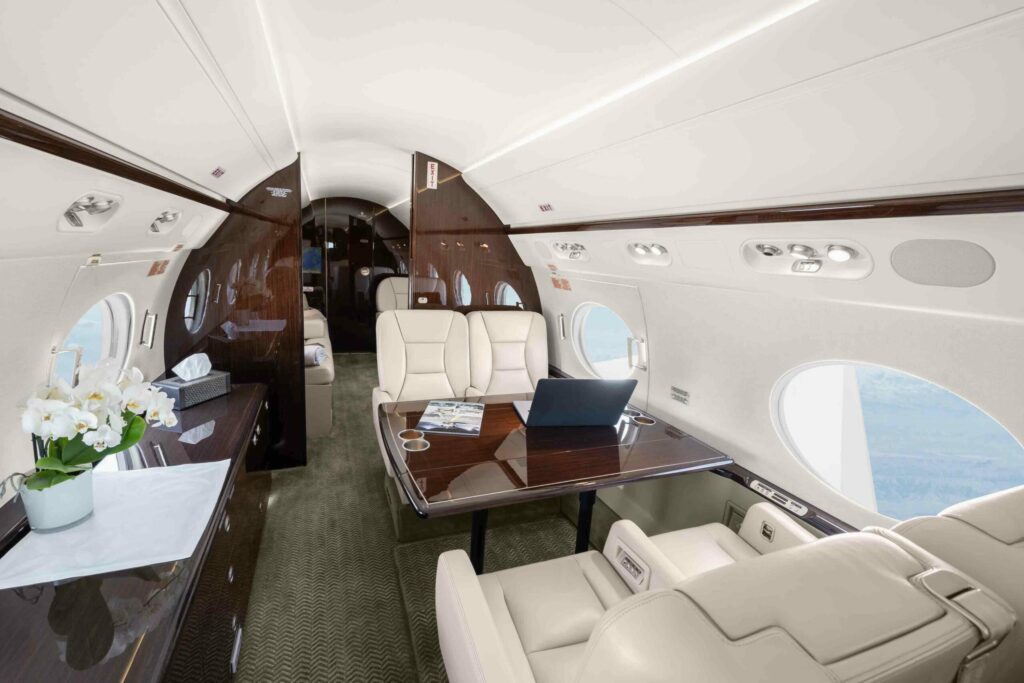Vertis Aviation says Business Aviation Is Trending Towards Highly Personalised Services The elegant interior of the Gulfstream G450 in the Vertis Aviation portfolio.