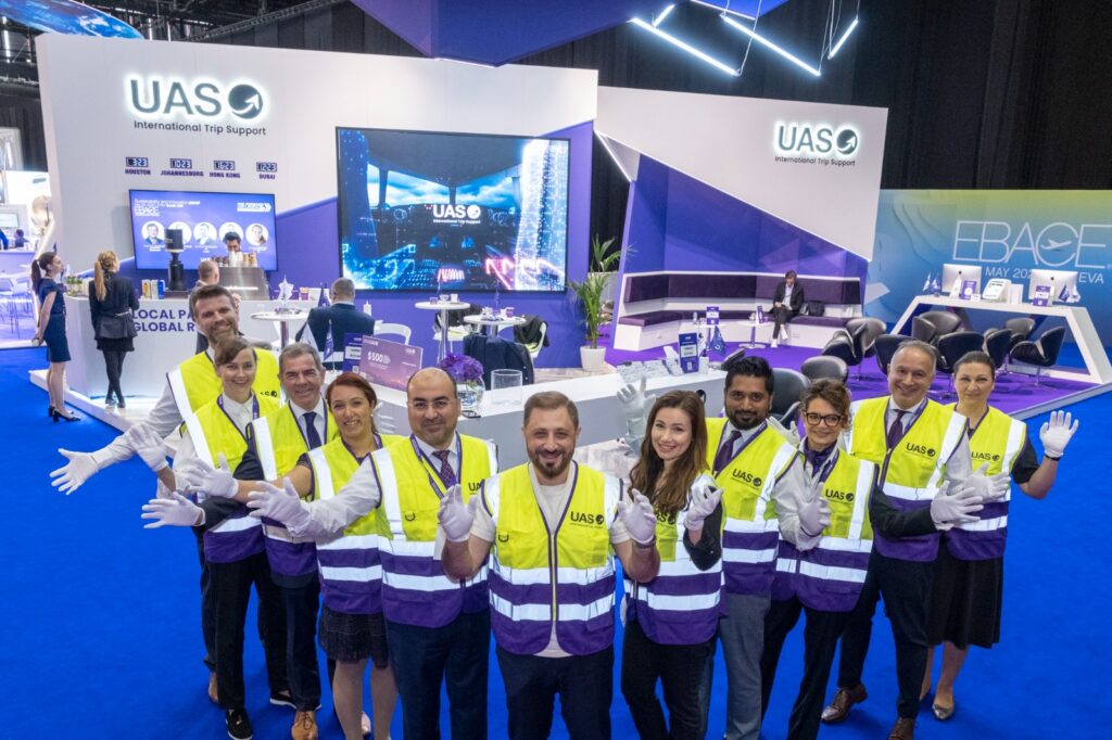 Omar Hosari, UAS CEO with UAS team at EBACE 2023